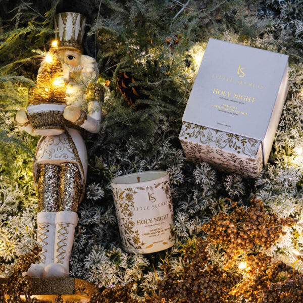 Χριστουγεννιάτικο φυσικό κερί σόγιας, με άρωμα λεμόνι, γαρύφαλλο - Holy Night